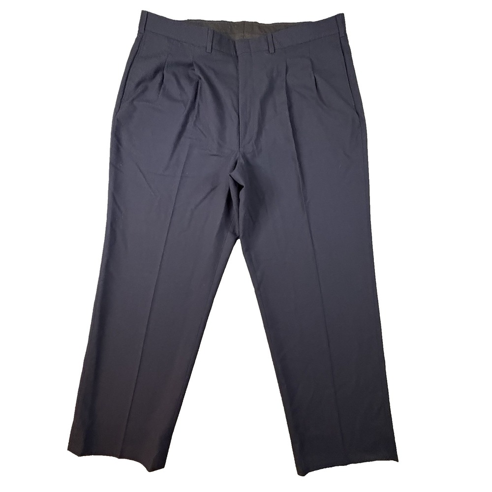 VTG Farah Men's 39.5x28.25 Navy Pleated Front Dress Pants SEE DESCRIPTION